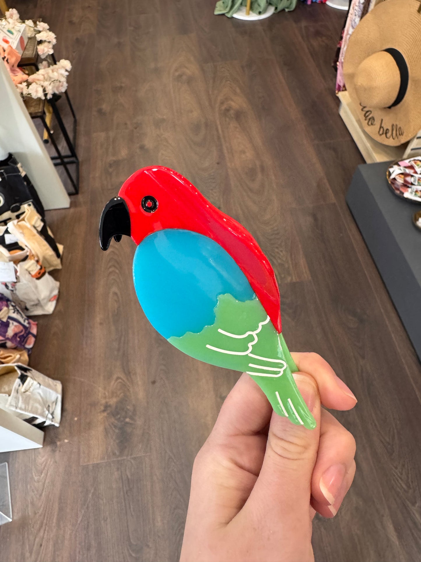 DMB Green & Red Parrot Hair Claw Clip