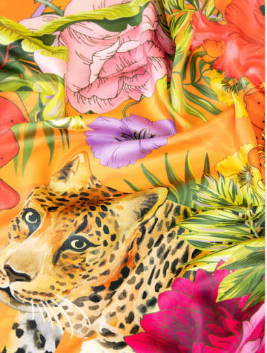 Powder Square Scarf Blooming Jungle