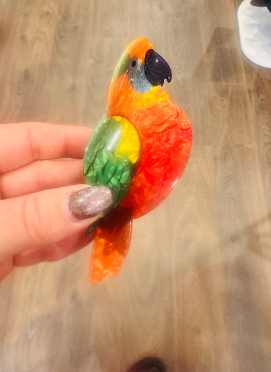 DMB Red / Green  Parrot Hair Claw Clip