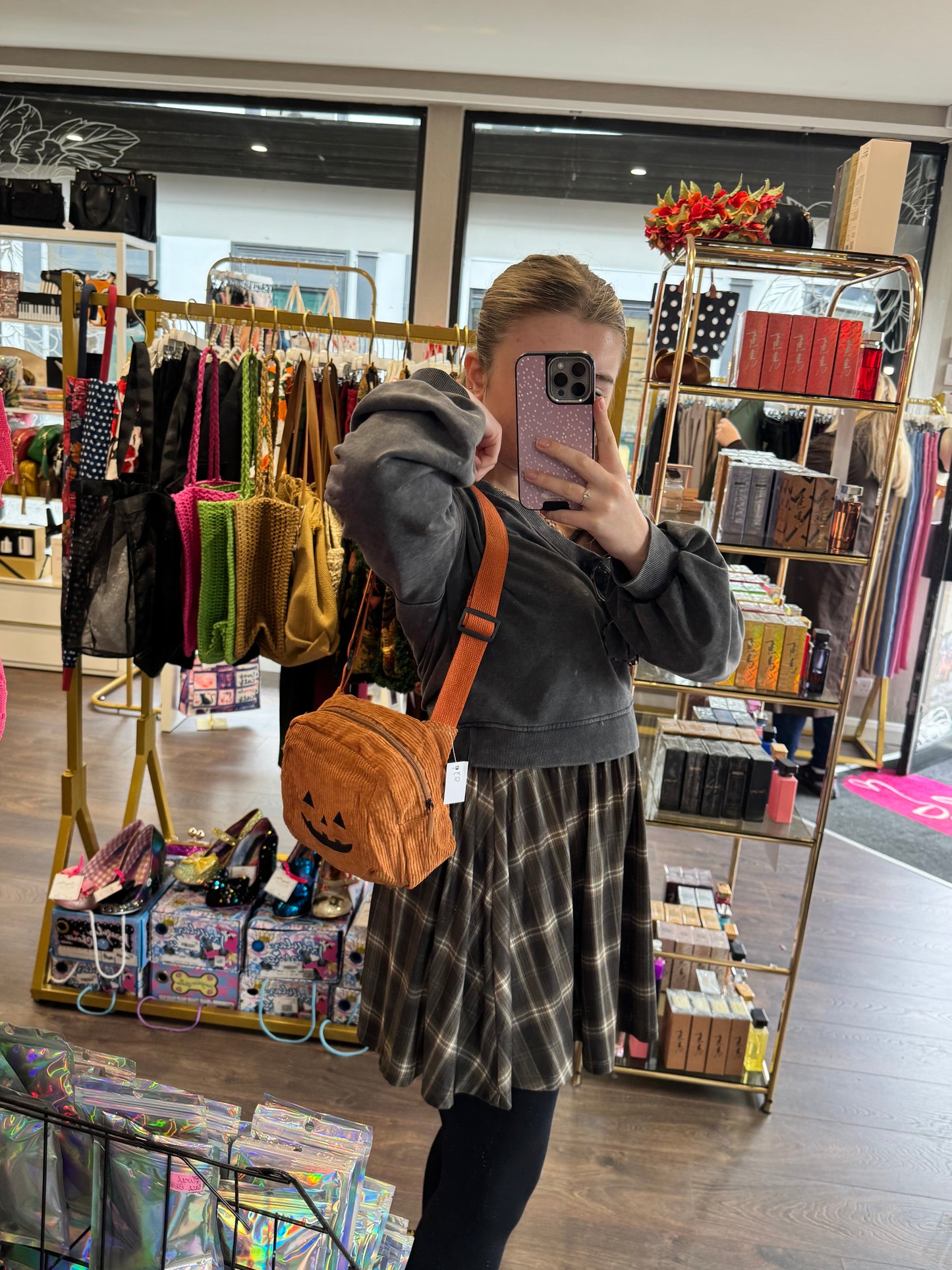 Jack O Lantern Cord Shoulder Bag