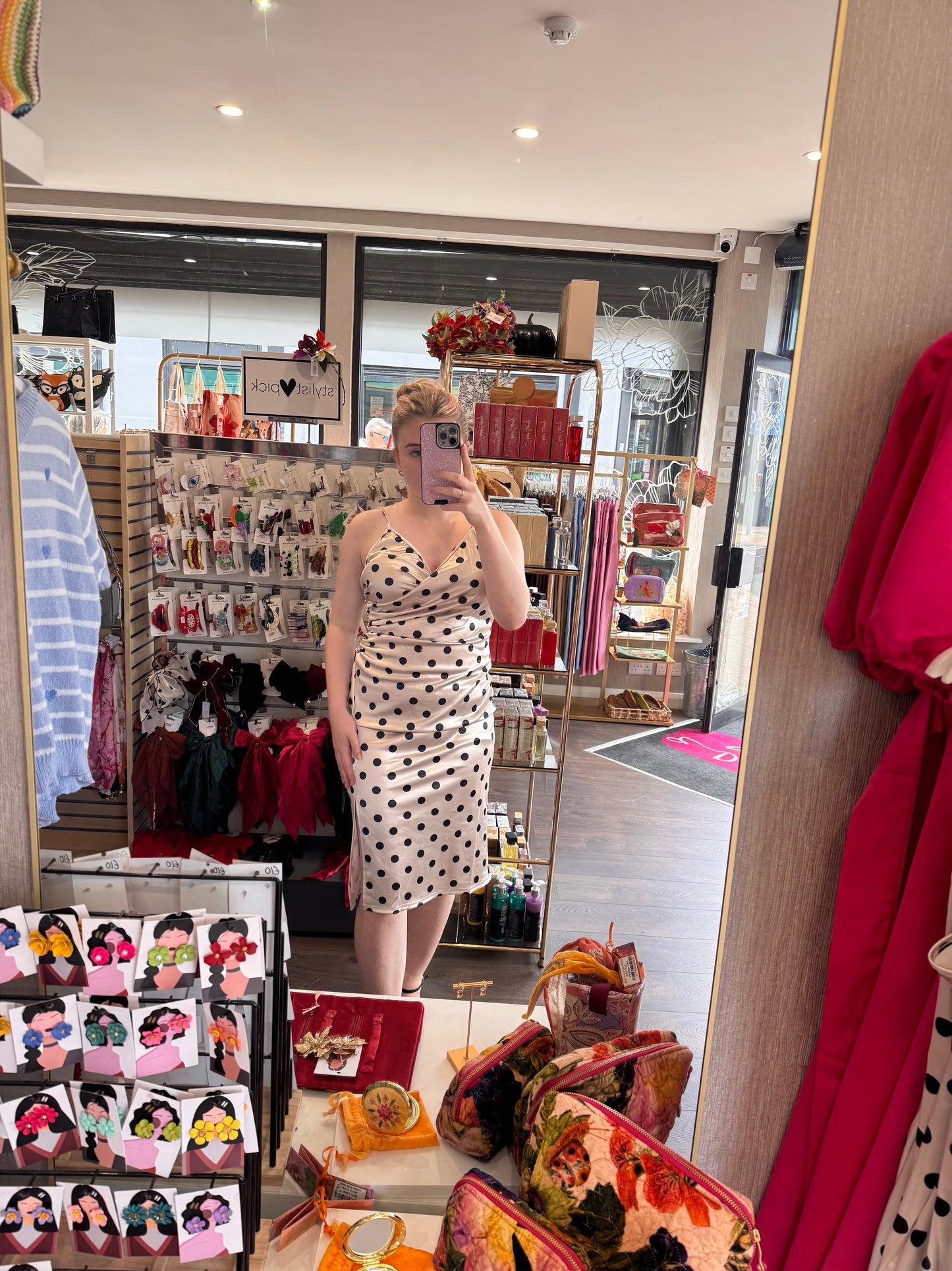 DMB Cream Polka Strappy Dress