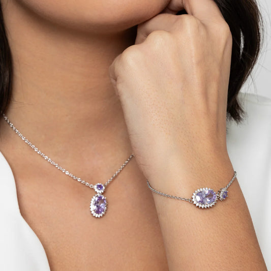 Knight and Day Classic Oval Drop Amethyst Necklace T322NCB