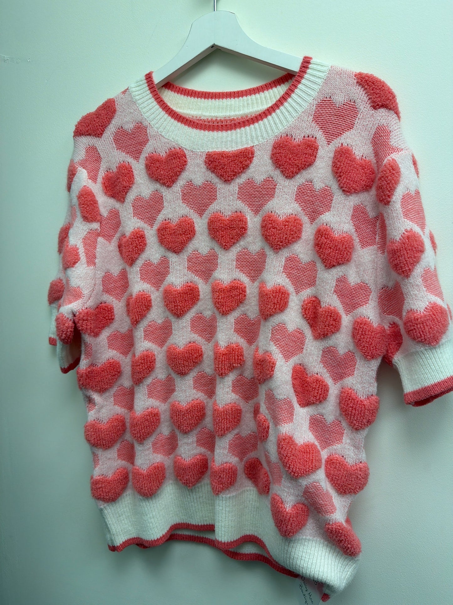 DMB Pink Heart Cosy Short Sleeve Knit