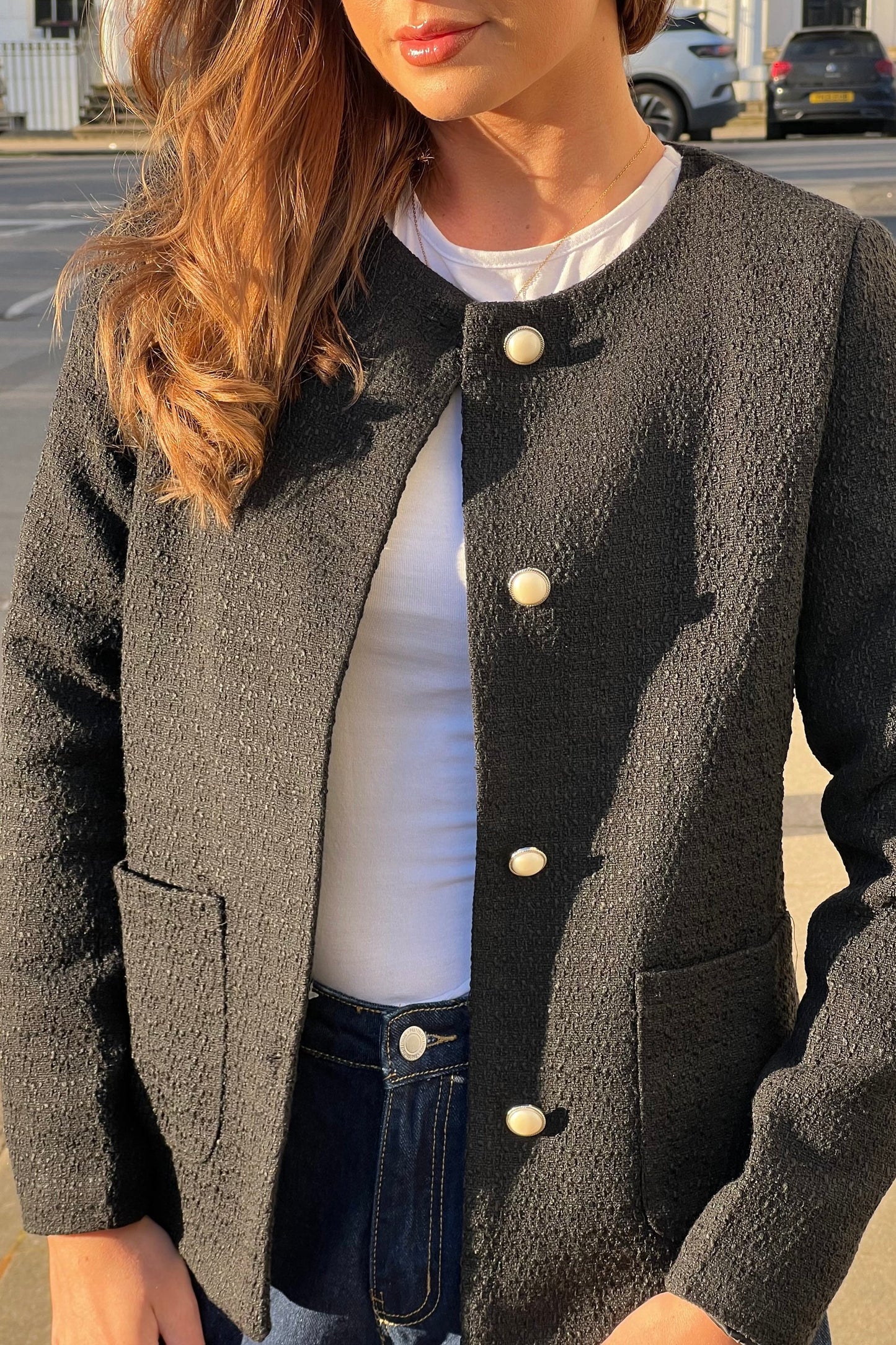 GIM Florence Black Button Detail Blazer