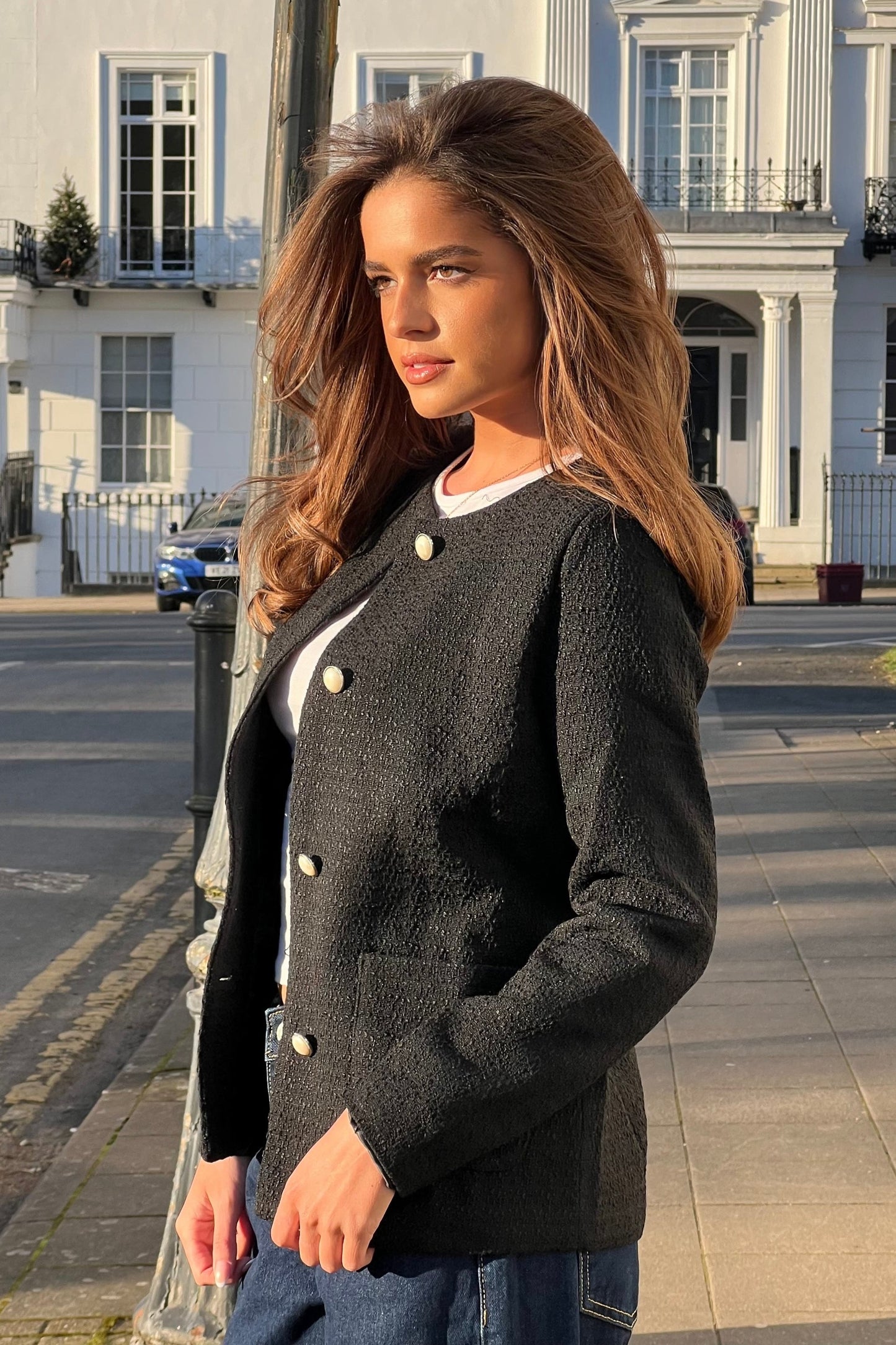 GIM Florence Black Button Detail Blazer