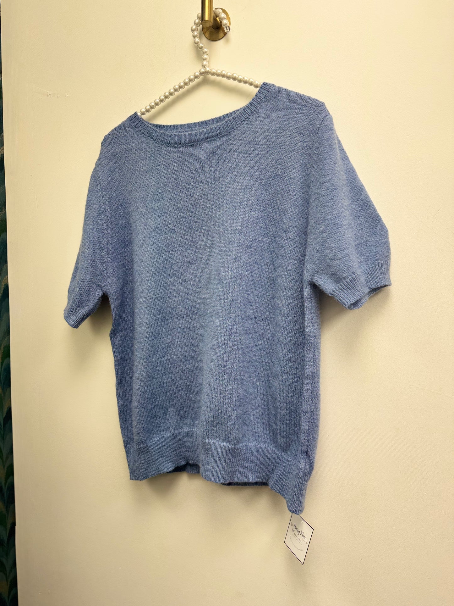 DMB Mottled Blue Short Sleeve Cashmere Blend Knit