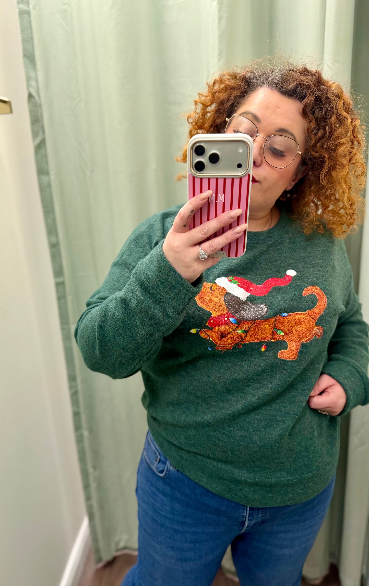 DMB Green Sausage Dog Festive Jumper