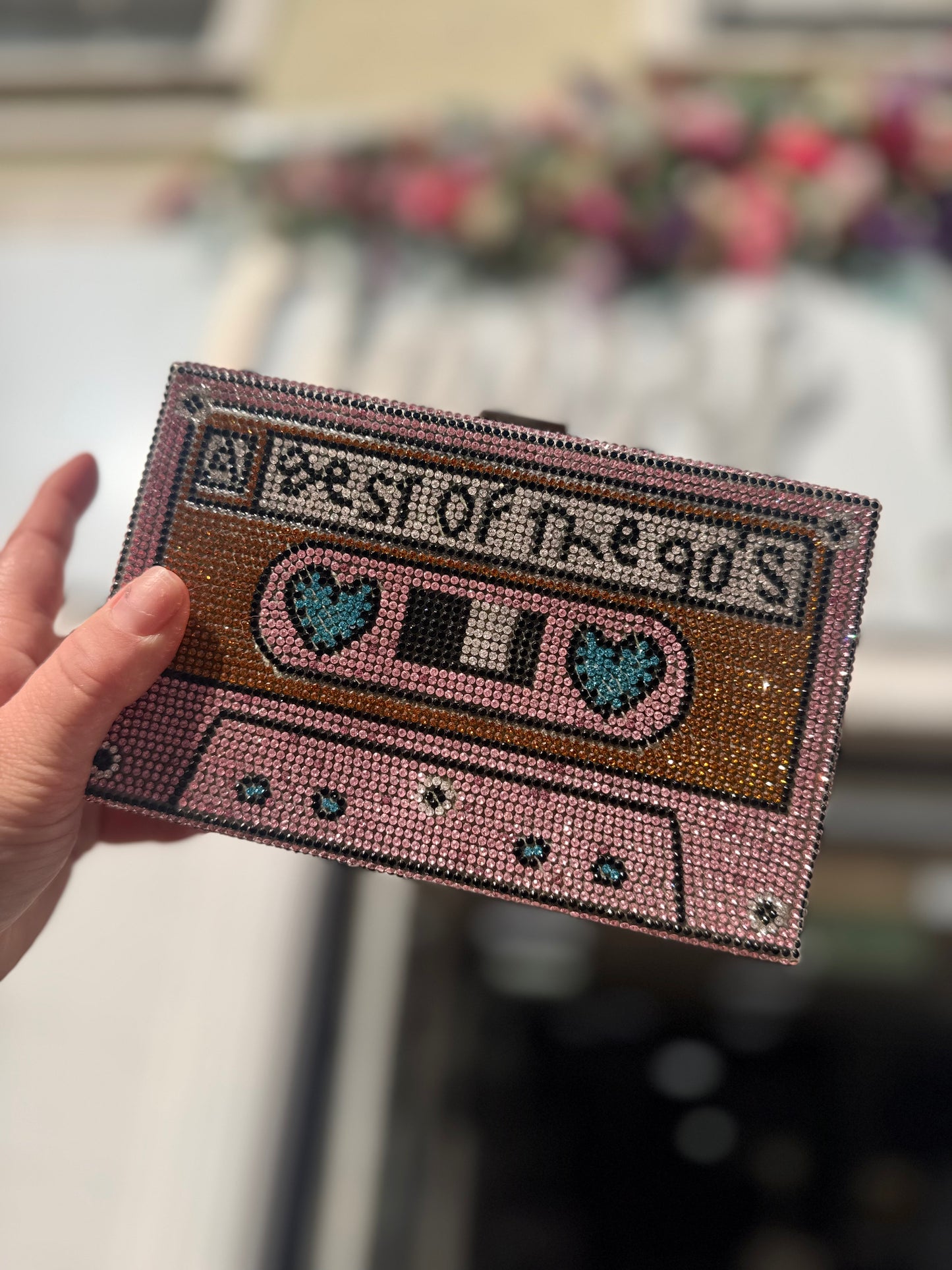 DMB Pink Best of the 90’s Diamanté Cassette Clutch Bag