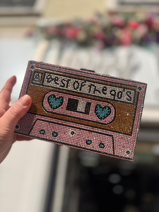 DMB Pink Best of the 90’s Diamanté Cassette Clutch Bag