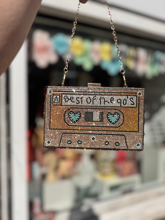 DMB Gold Best of the 90’s Diamanté Cassette Clutch Bag