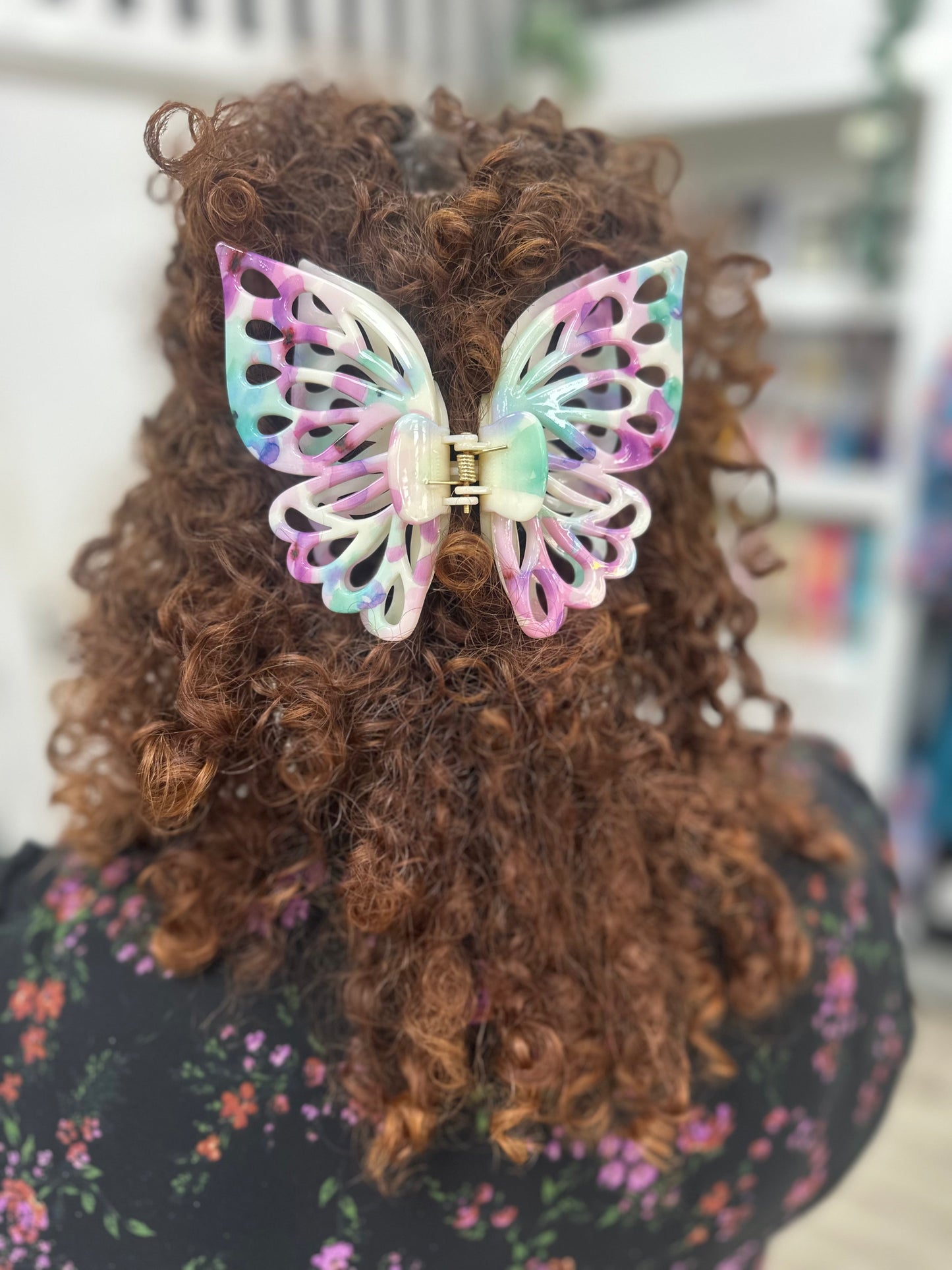 DMB Cream Purple Speckled Extra Large Butterfly Hair Clip