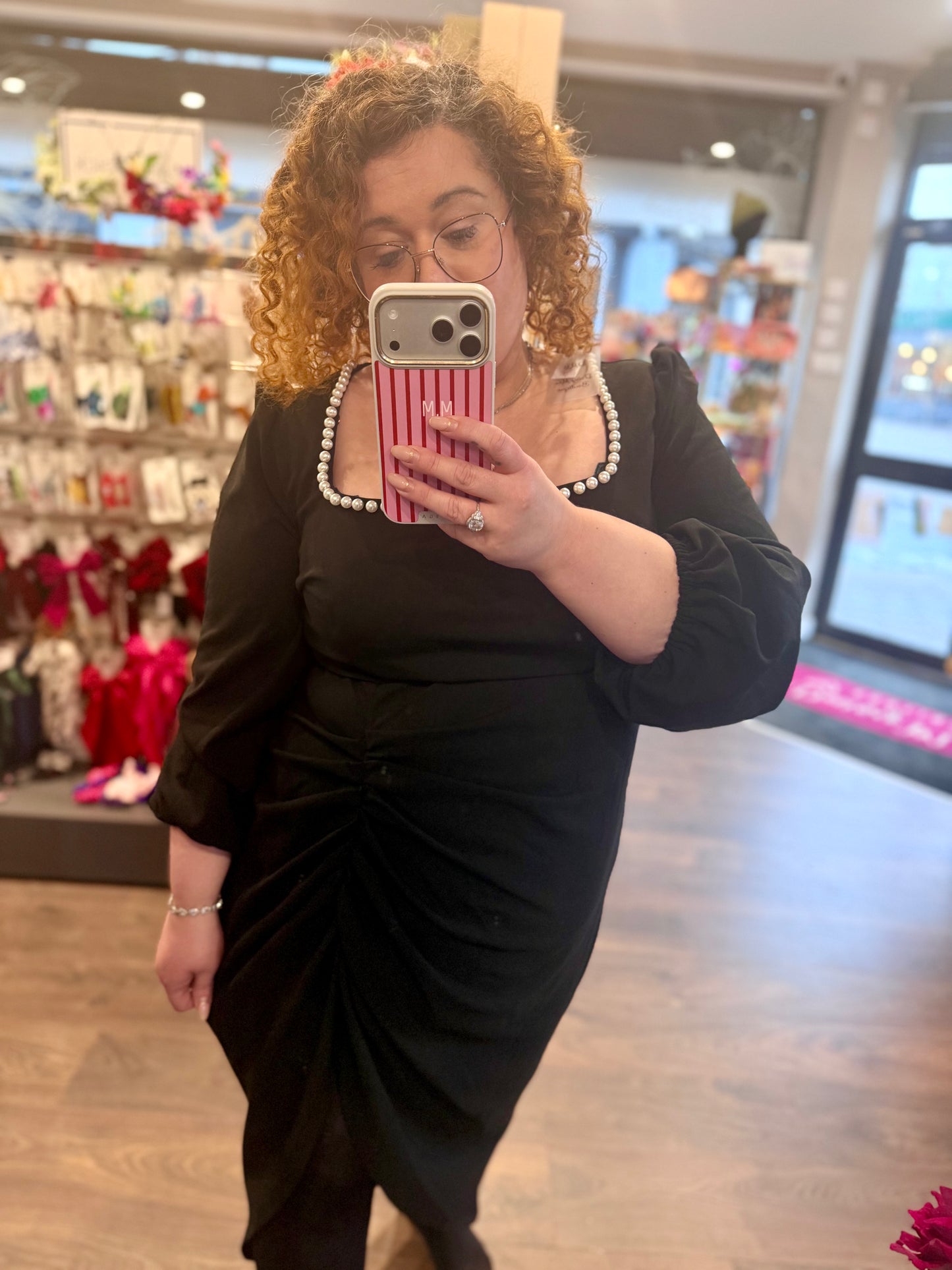 DMB Black Pearl Ruched Midi Dress