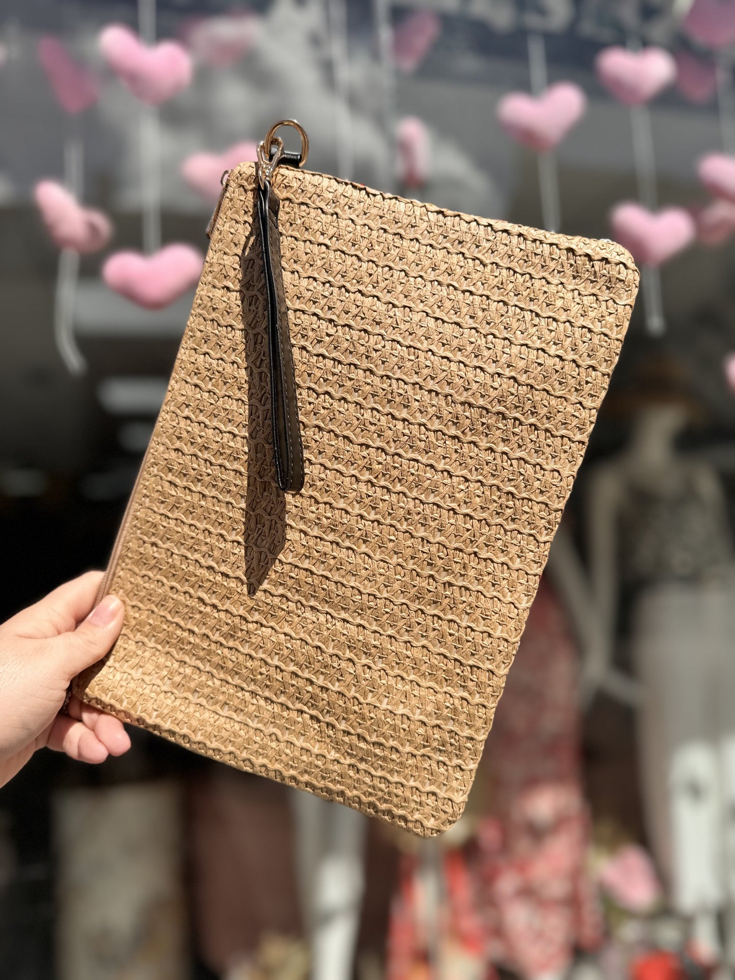 DMB  Orange / Bronze  Embroided & Sequin Large Wristlet Clutch