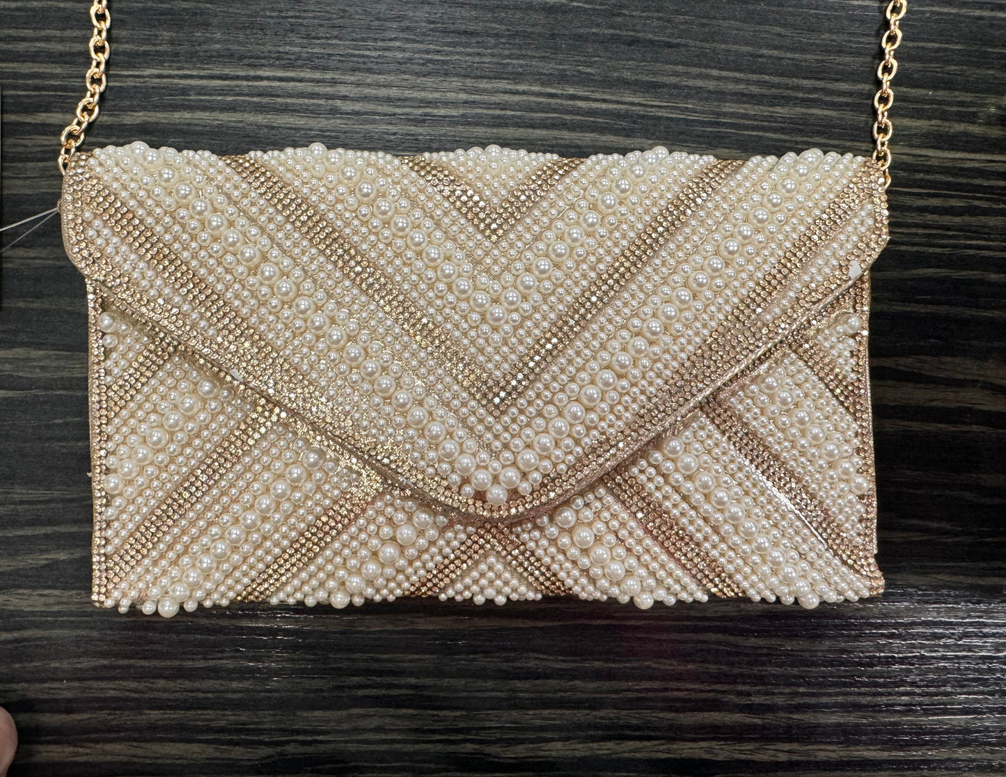 DMB Pearl Gold Cross Body Clutch Bag