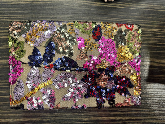 DMB Purple Multi Embroided & Sequin Clutch