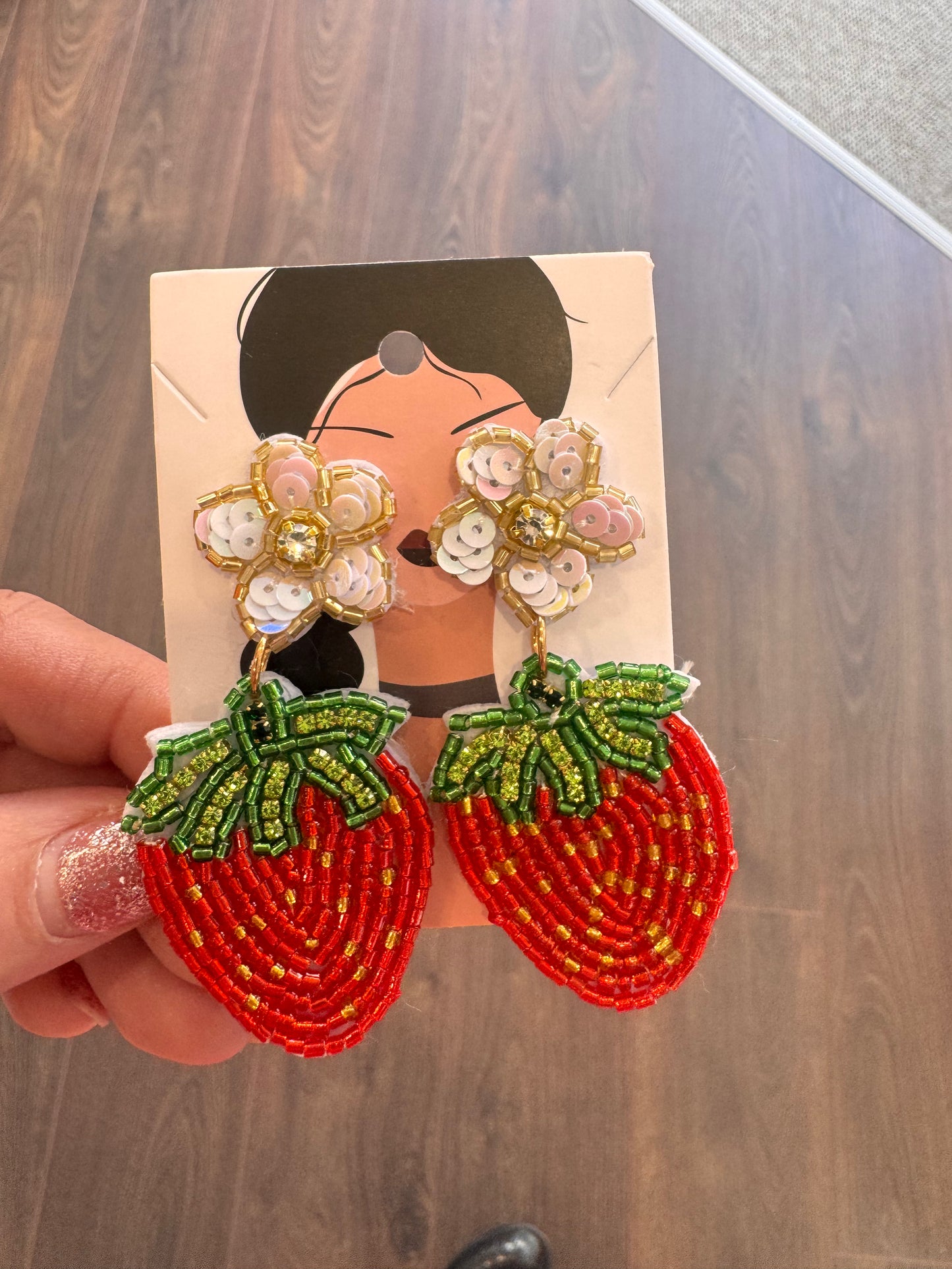 DMB Strawberry Beaded Earrings