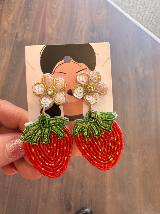 DMB Strawberry Beaded Earrings