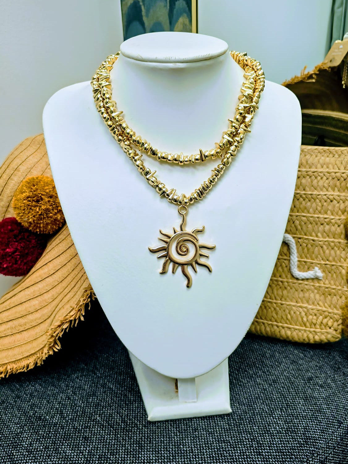DMB Double Gold Sun Necklace