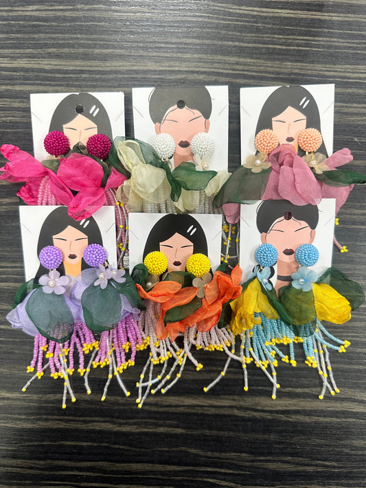 DMB Tassel Bead Flower Earrings