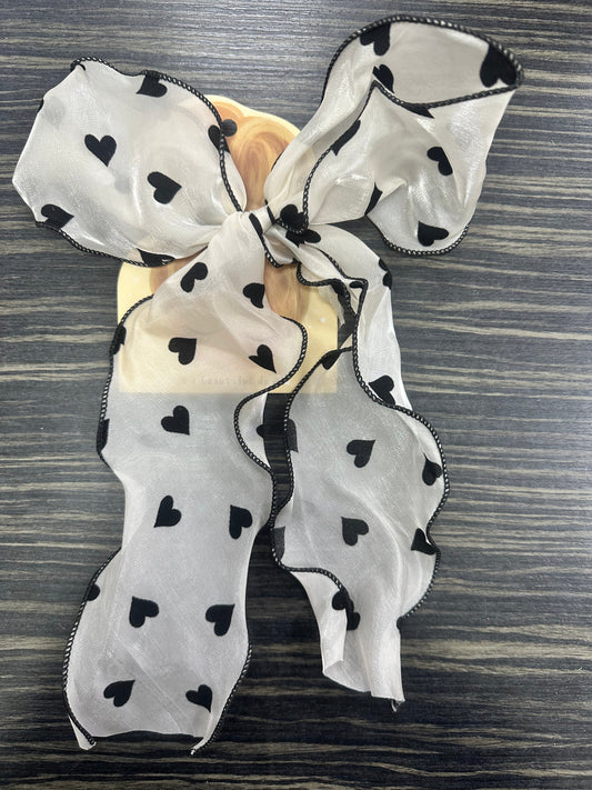 DMB Heart Organza Bow Hair Tie