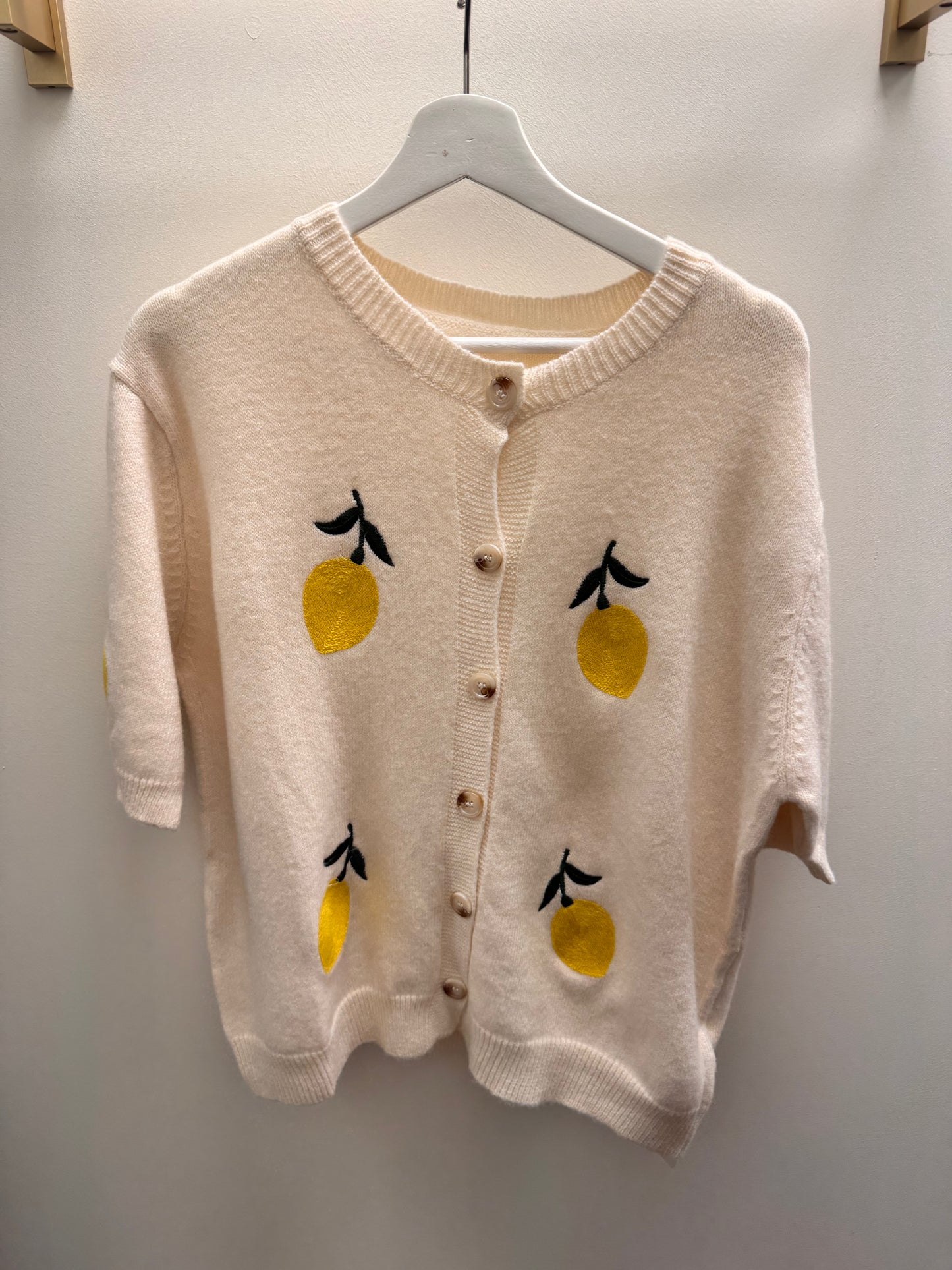 DMB Cream Lemon Short Sleeve Cardigan