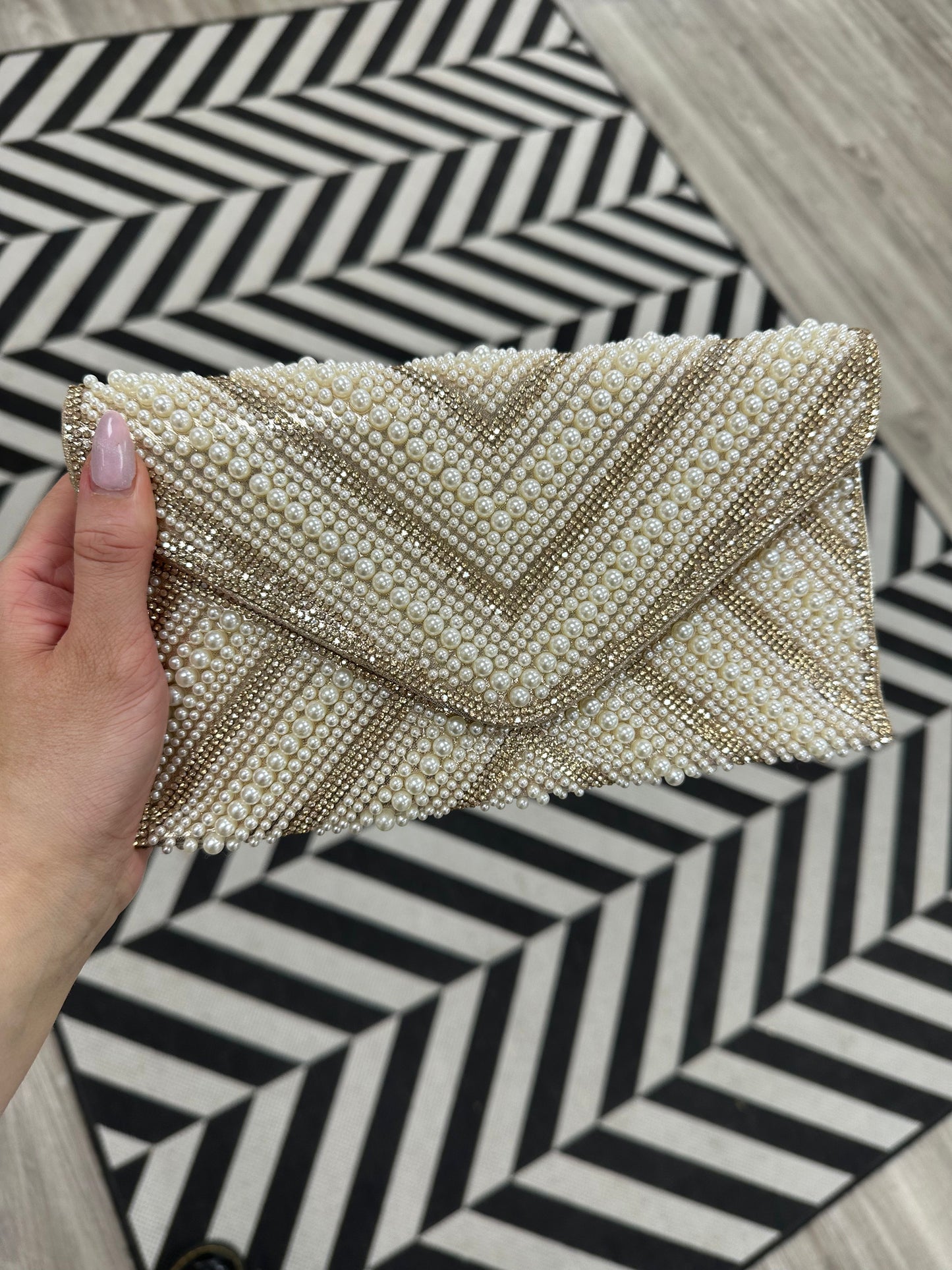 DMB Pearl Gold Cross Body Clutch Bag