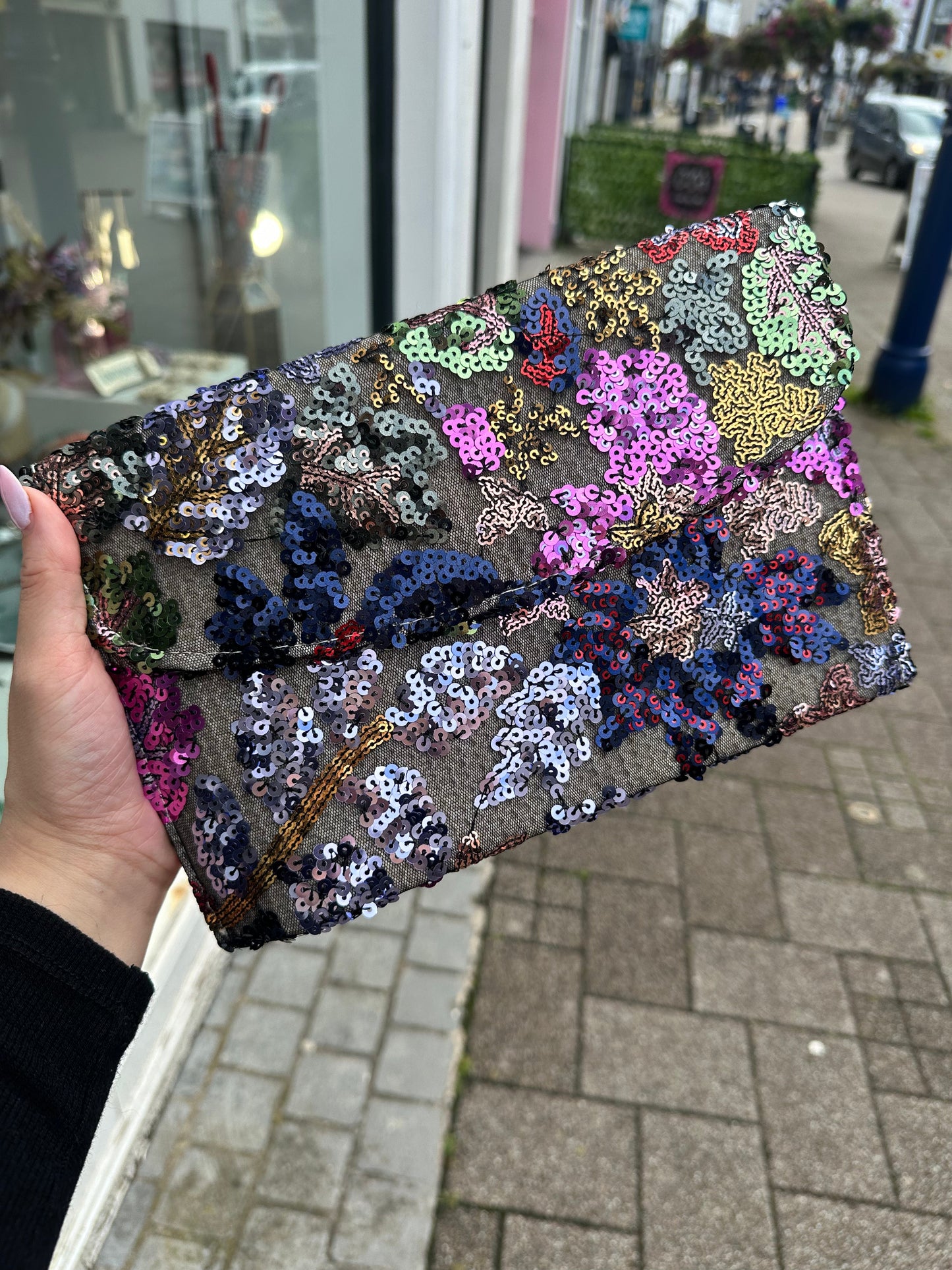 DMB Purple Multi Embroided & Sequin Clutch