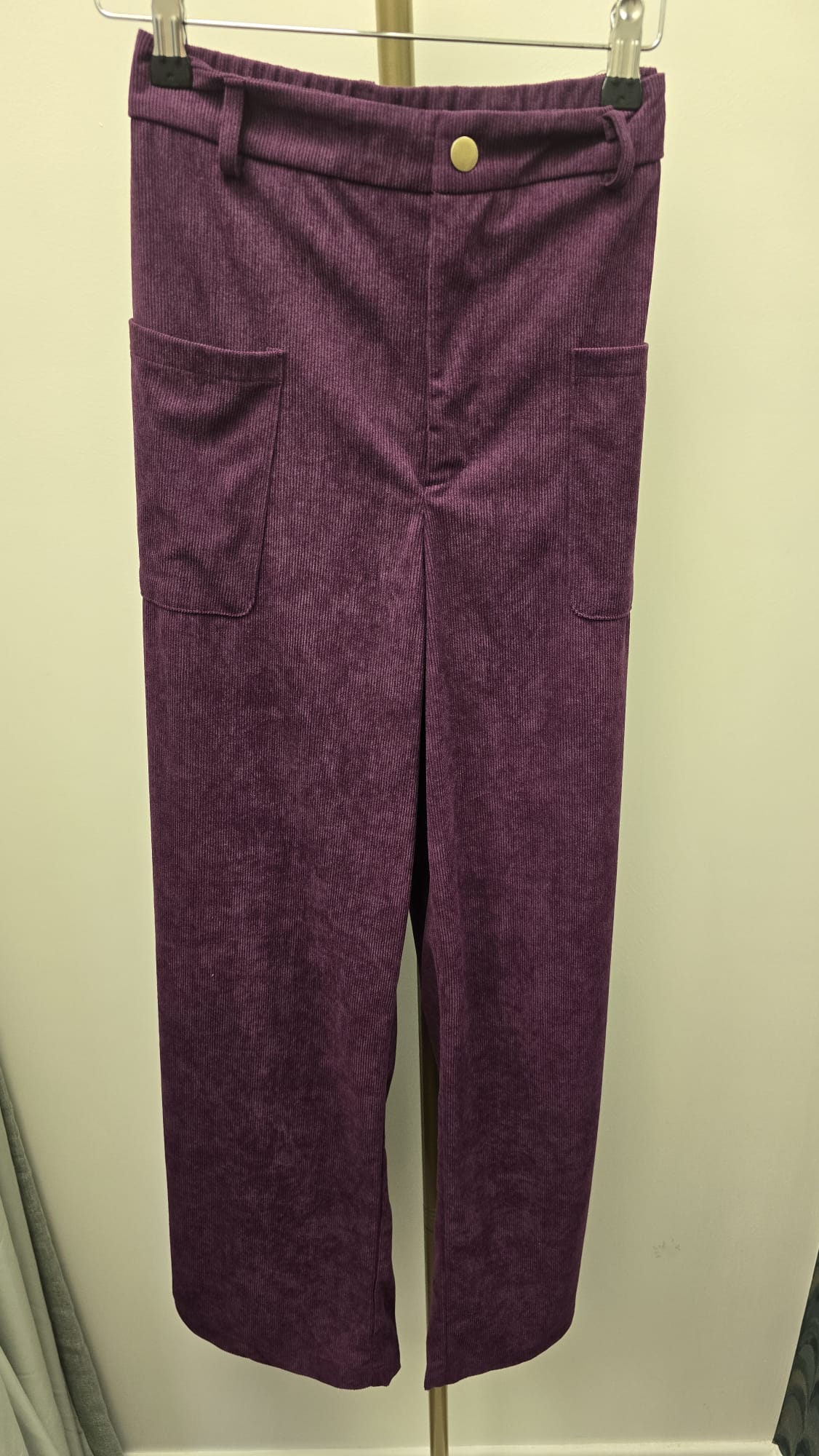 DMB Wide Leg High Waist Purple Corduroy Trousers