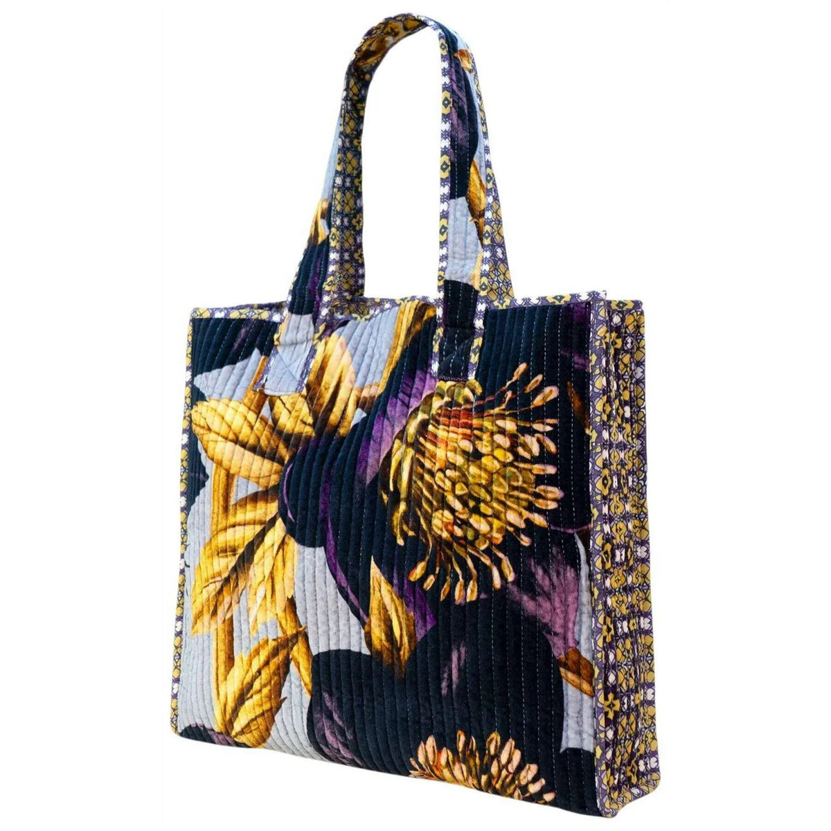 POWDER QUILTED VELVET TOTE - HELLEBORE