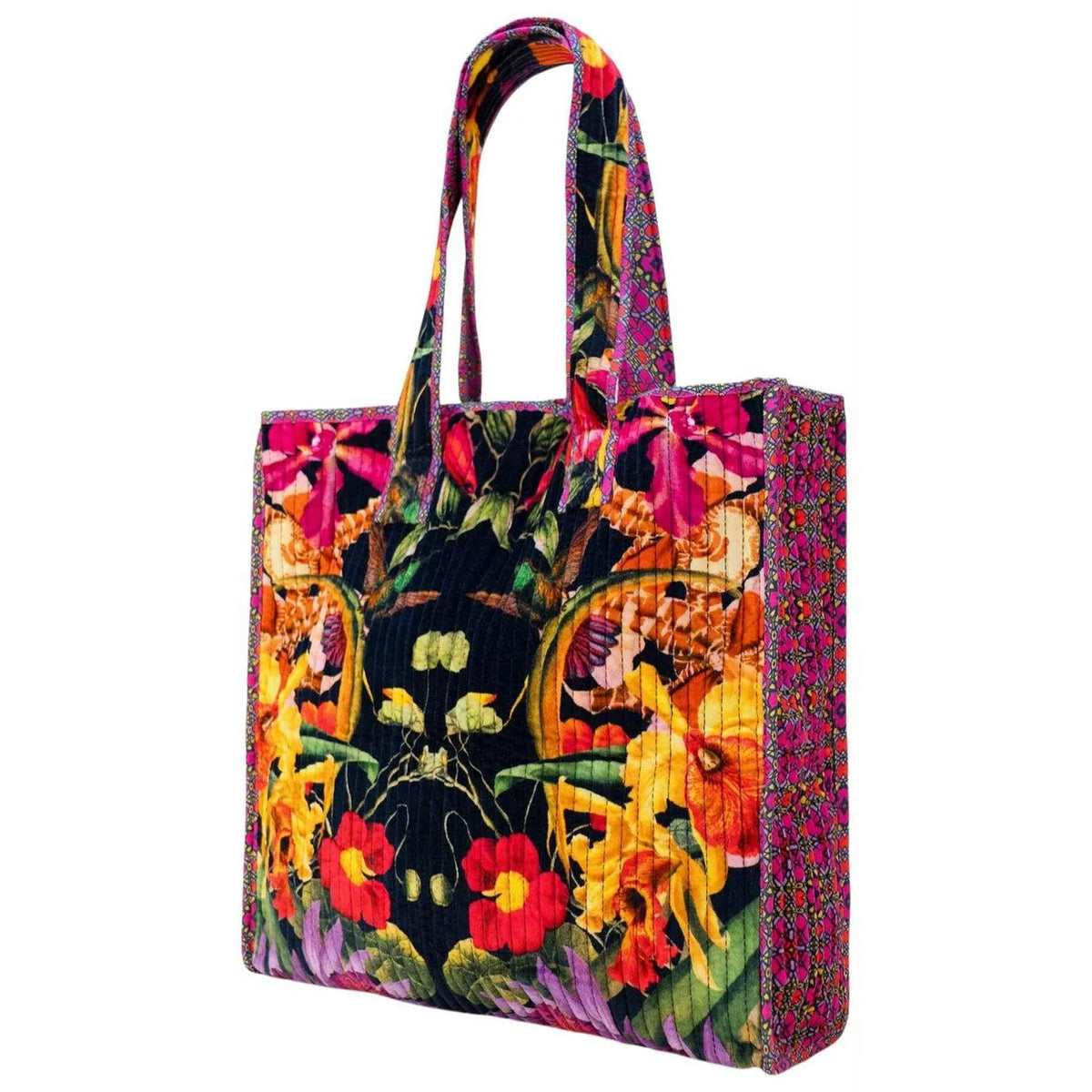 POWDER QUILTED VELVET TOTE - BOTANICAL KALEIDOSCOPE