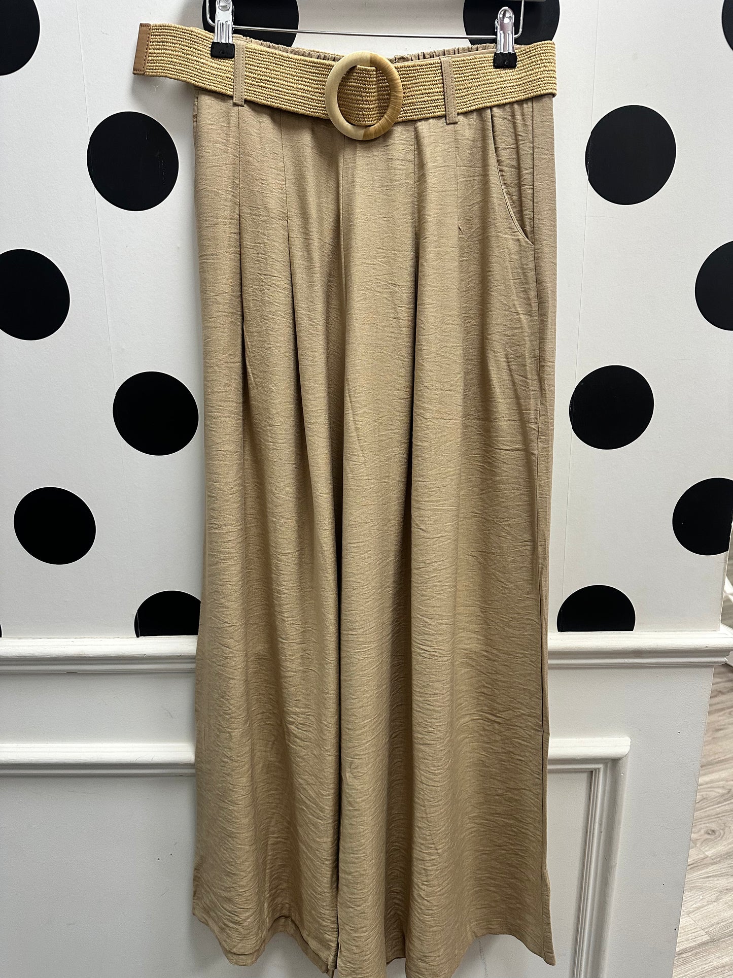 DMB Belted Wide Leg Trousers Sand