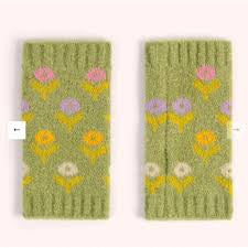 Powder WILLOW DITSY FLOWER WRIST WARMERS, SAGE