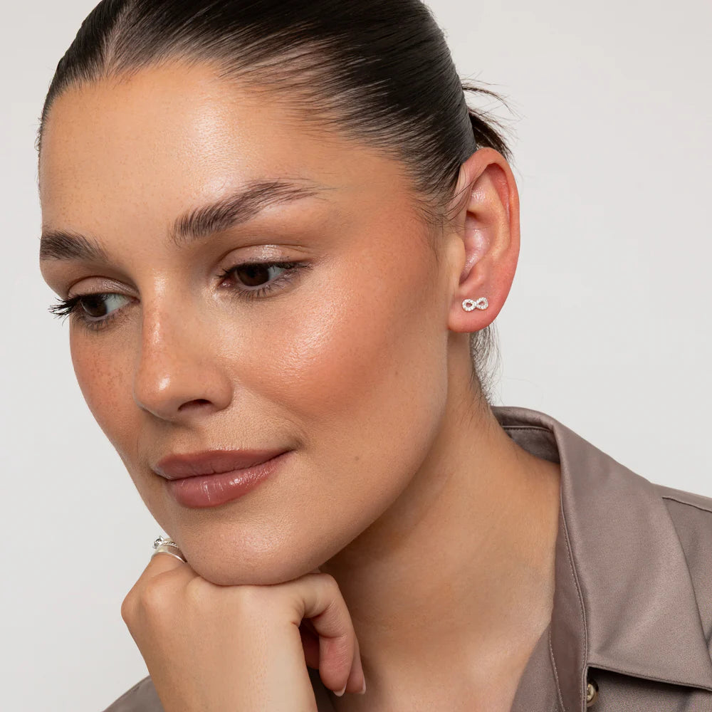 Knight & Day T675EAP Silver CZ Infinity Earrings