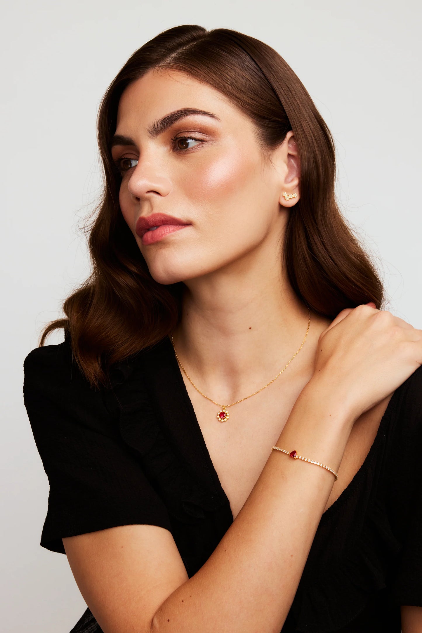 Knight & Day T542EDL The Pink Box Climber Stars Gold Earrings