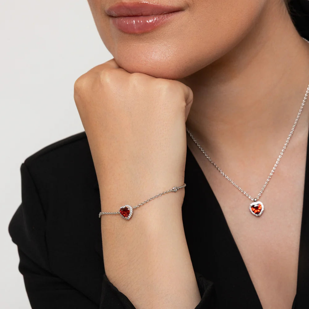 Knight & Day T587BCB Silver RedHeart Shaped Bracelet