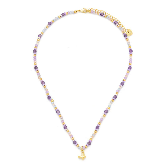 Knight and Day Purple Tone Semi Precious Stone Necklace T163NSF