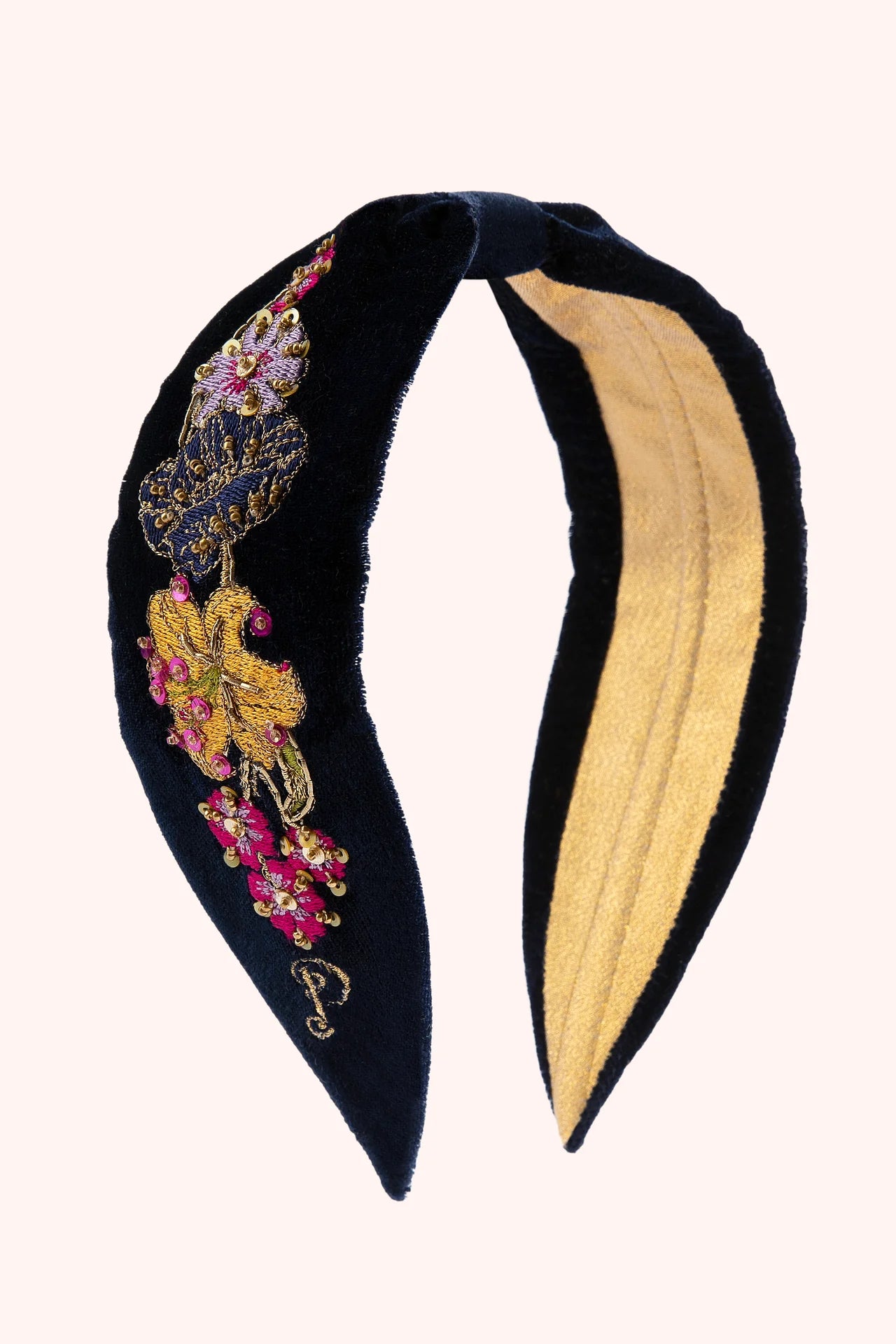 Velvet Headband - Midnight Posy