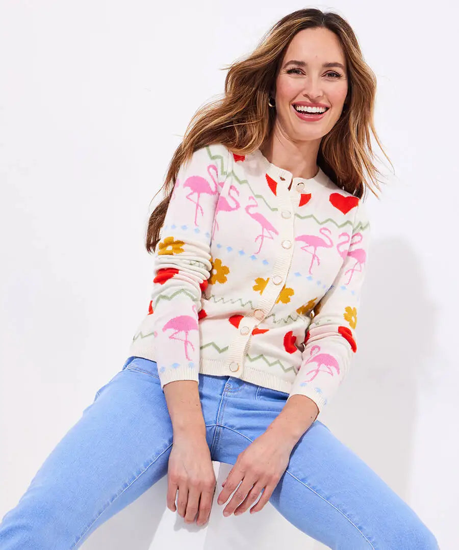 Joe Browns Summer Fun Flamingo Patterned Cardigan