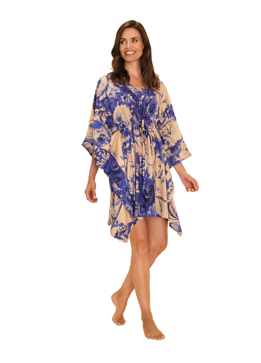 Powder China Blue Blooms Beach Cover Up