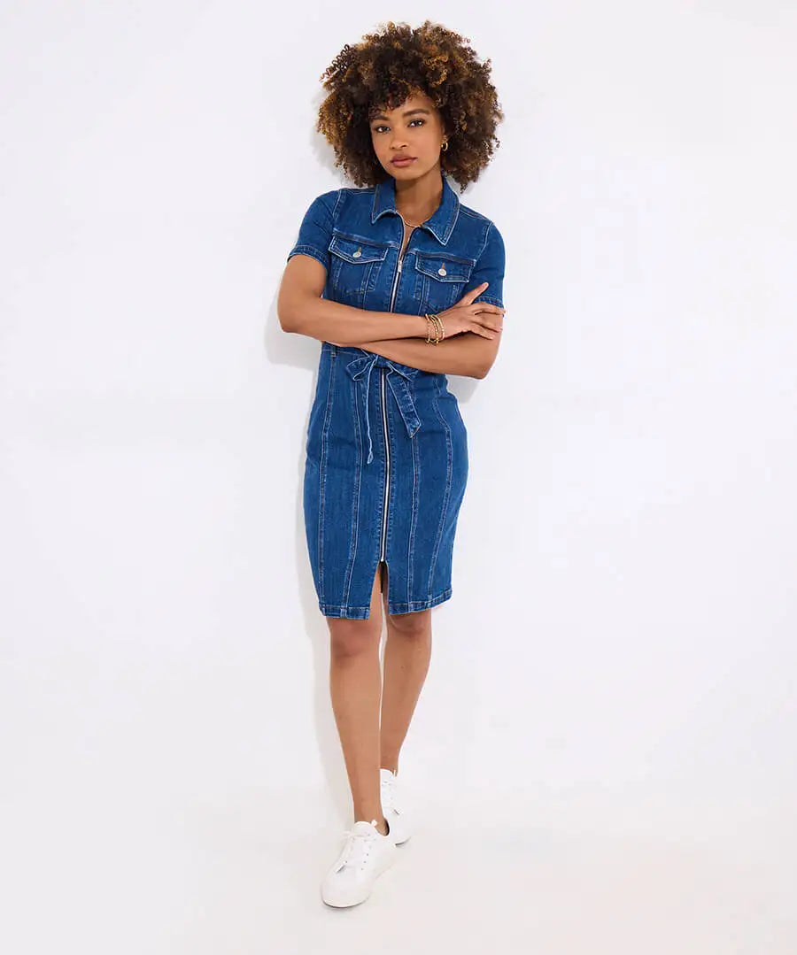 Joe Browns Cindy Zip Through Stretch Denim Dress