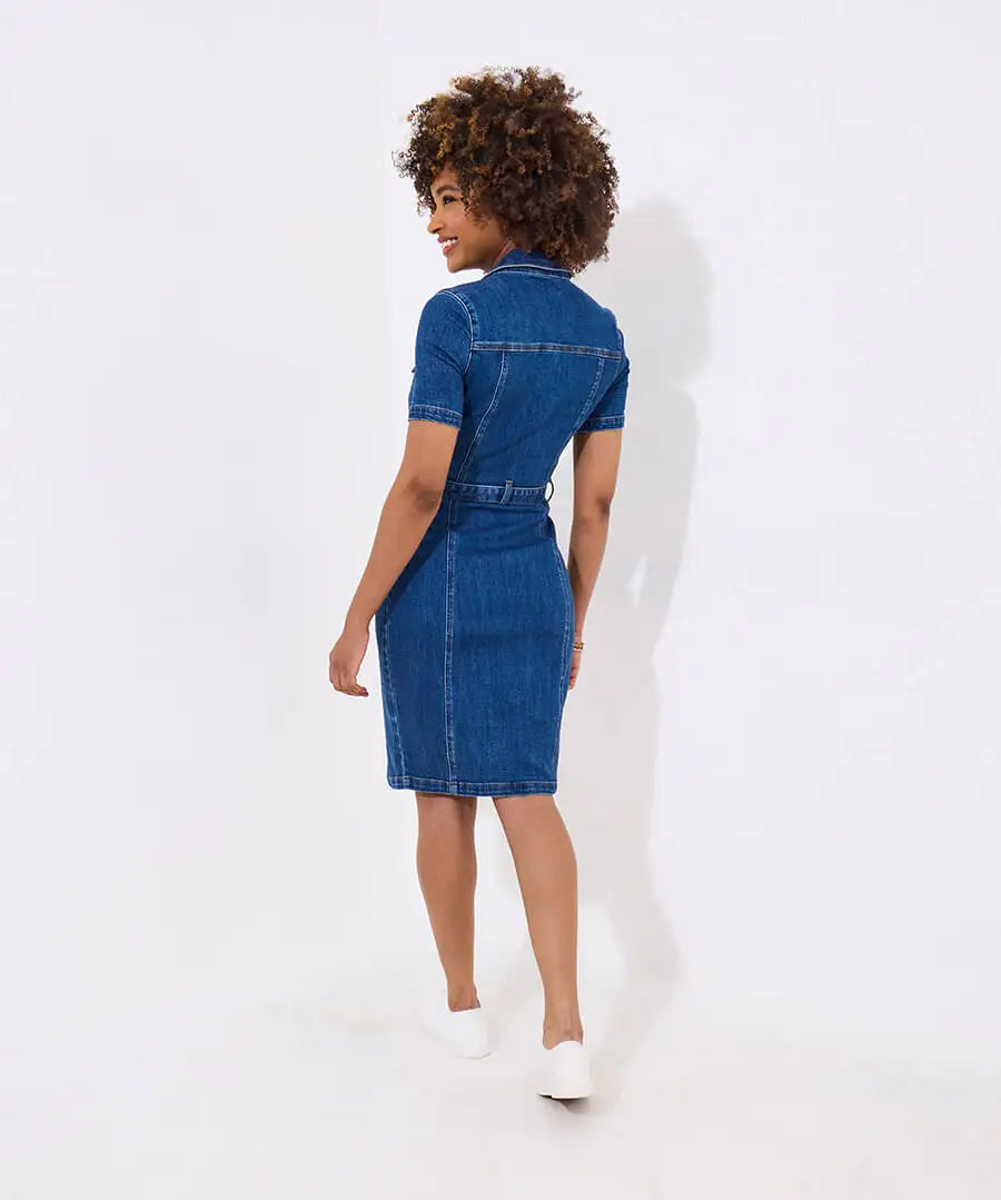 Joe Browns Cindy Zip Through Stretch Denim Dress