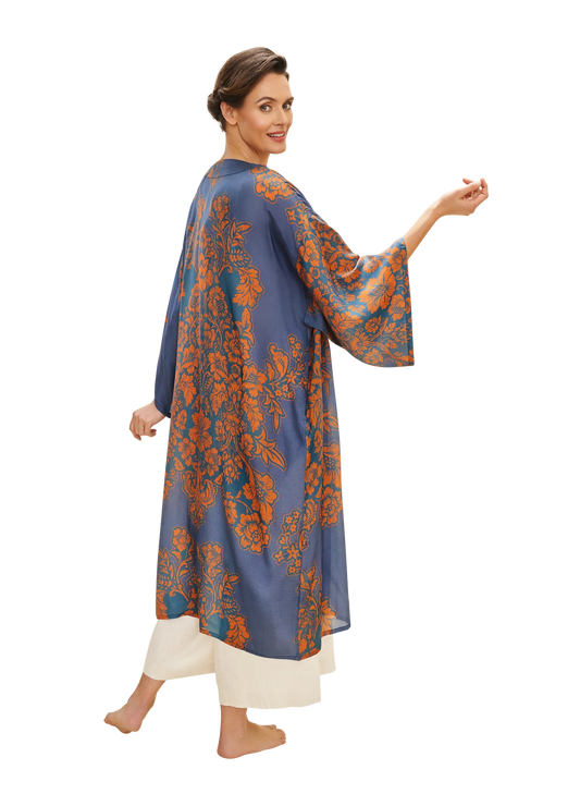 Powder Denim Tapestry Kimono Gown