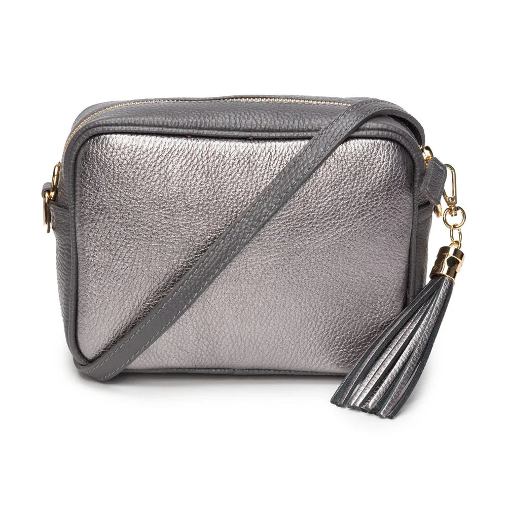 Elie Beaumont Metallic Blend Crossbody Pewter - Daisy Mae Boutique