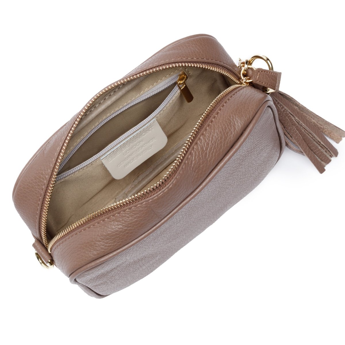 Elie Beaumont Taupe Crossbody - Daisy Mae Boutique