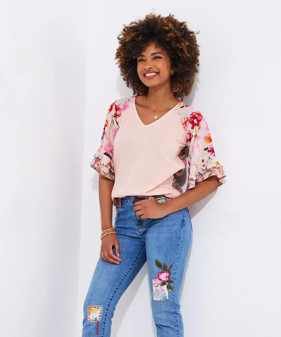 Joe Browns Fancy Floral Mix V-Neck Top