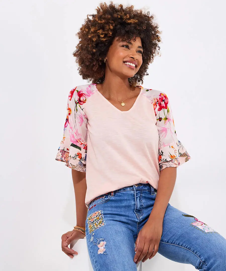 Joe Browns Fancy Floral Mix V-Neck Top