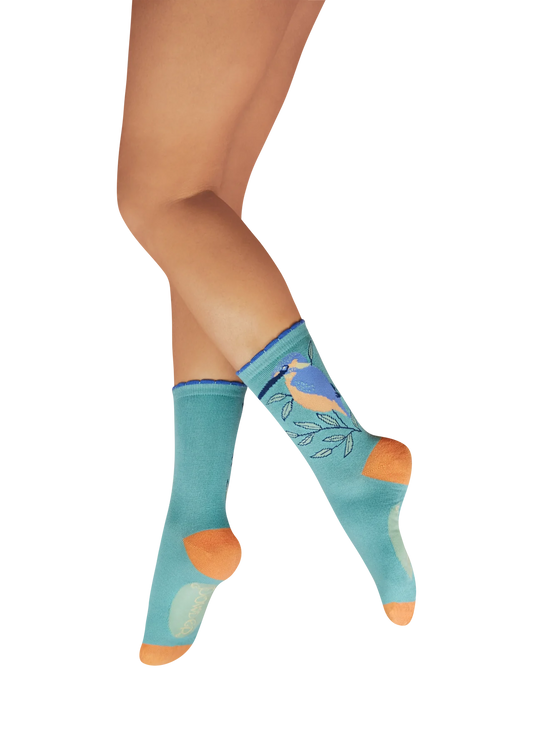 Powder Dignified Kingfisher Socks In Aqua
