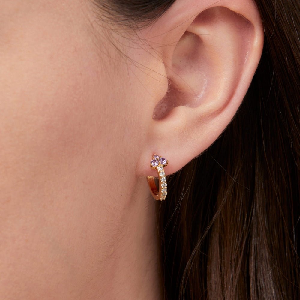 Knight & Day Amethyst Huggies Earrings Q528ETR - Daisy Mae Boutique