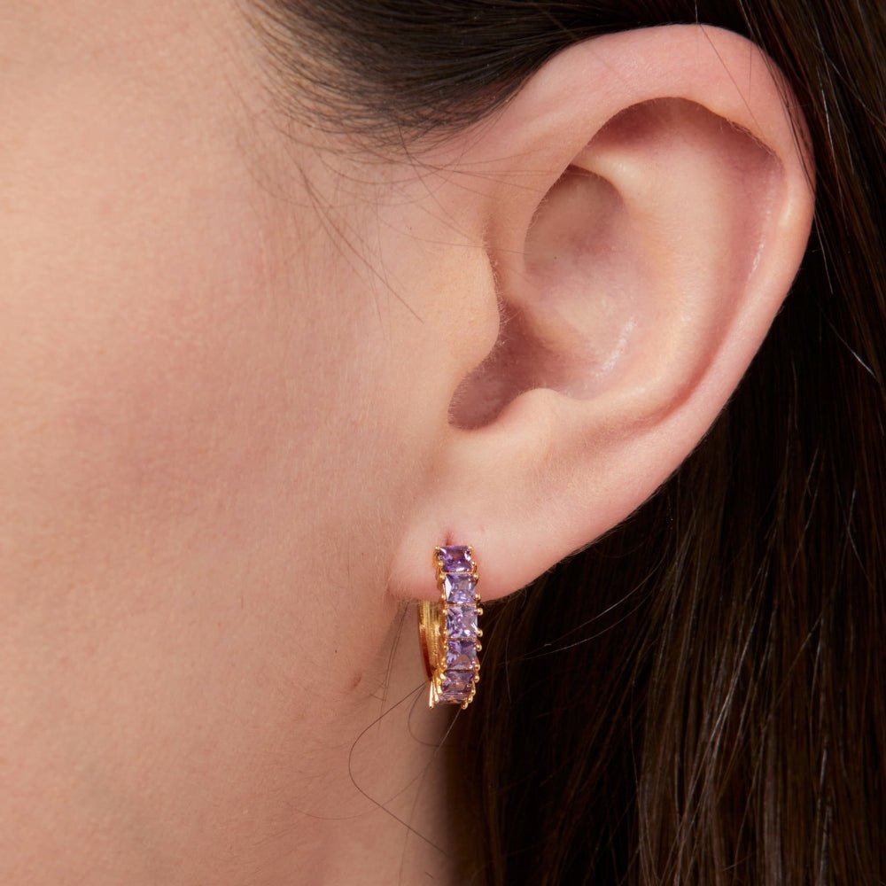 Knight & Day Classic Amethyst Hoops Q531ETR - Daisy Mae Boutique
