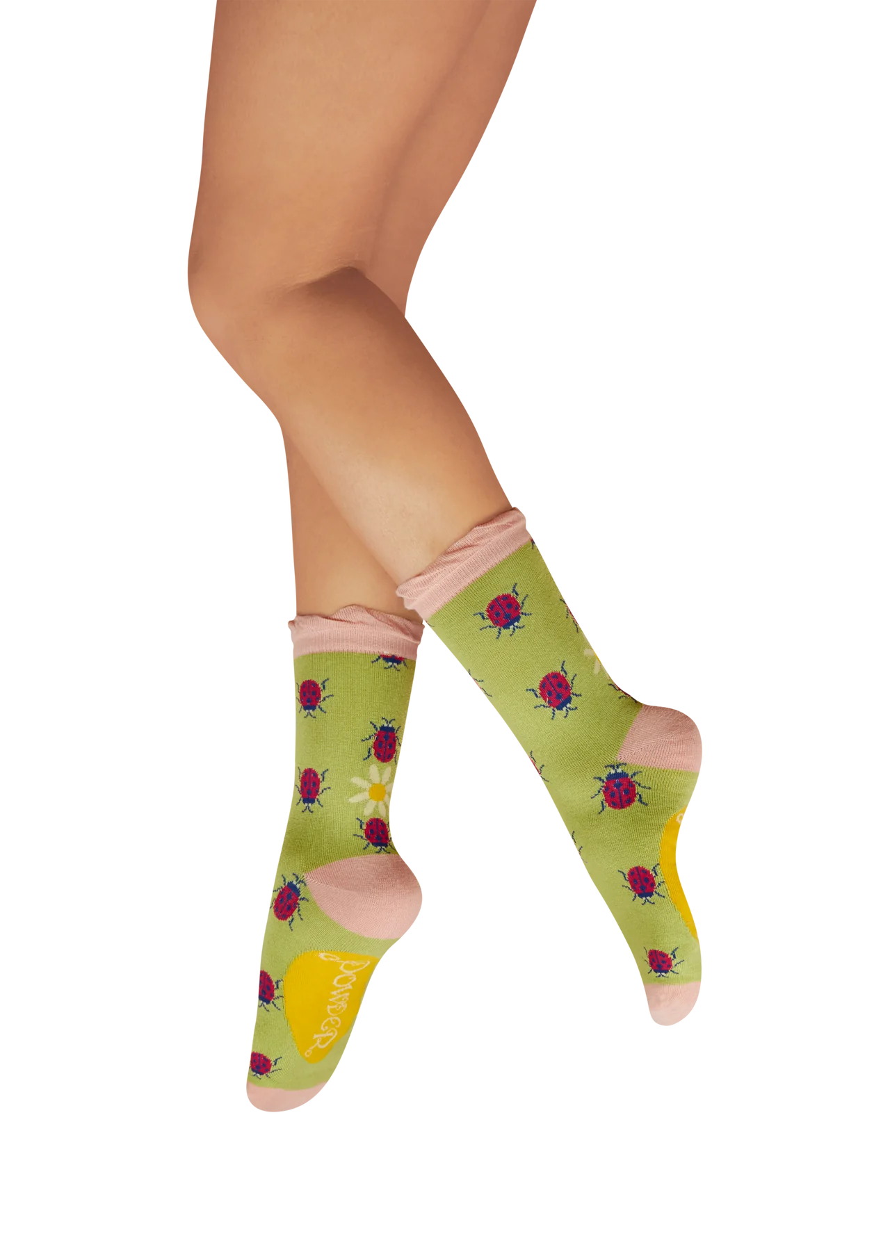 Powder Lovely Ladybirds Socks In Fern